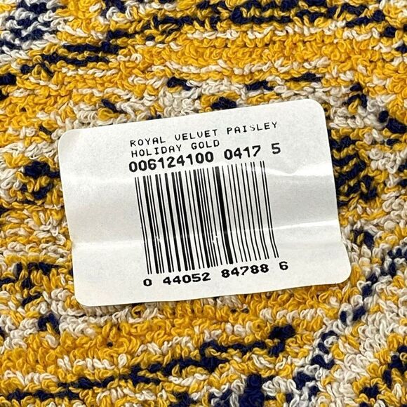 Vintage Fieldcrest Royal Velvet Bath Towel & Washcloth Set Paisley Holiday Gold - Picture 11 of 14